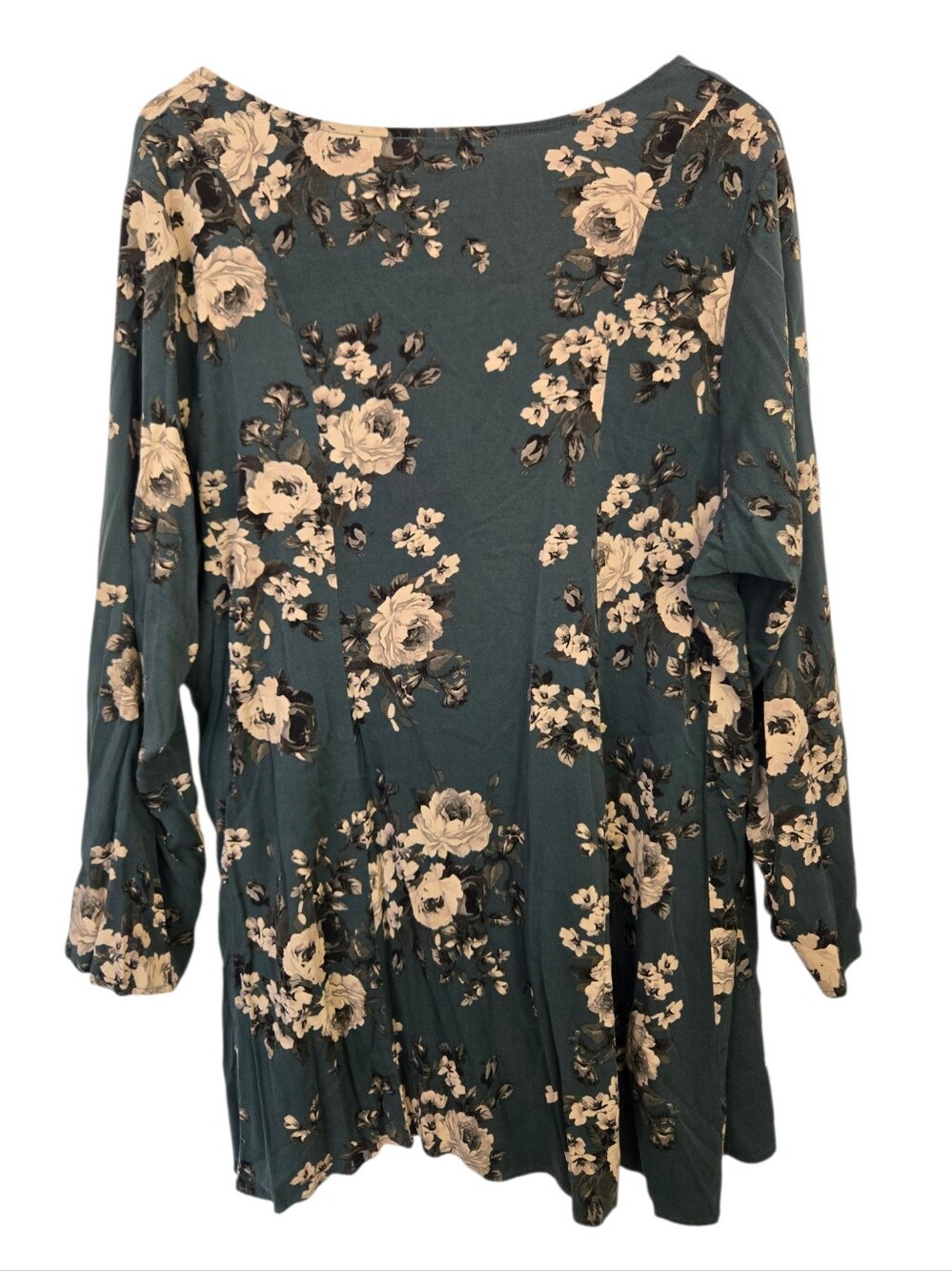 🌿 Torrid Floral Hi-Low Blouse | Size 3 (3X) | Dark Green Boho Button Front Top - Picture 5 of 6